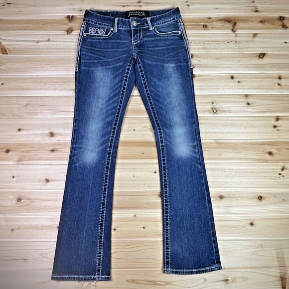 Maurices Denim - Maurices Premium Jeans Womens 3/4 Embellished Studded Boot Cut Low Rise Denim